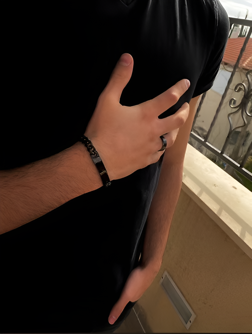 סט שחור צמיד וטבעת